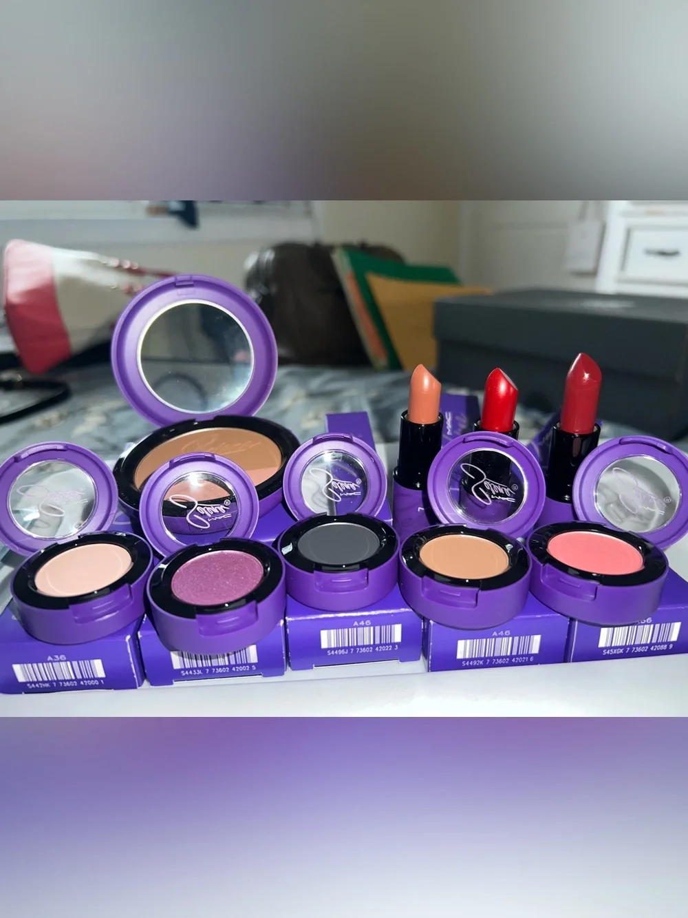 MAC Cosmetics SELENA Eyeshadow & Lipstick Set in Pink, Coral, Nude, Red, Purple